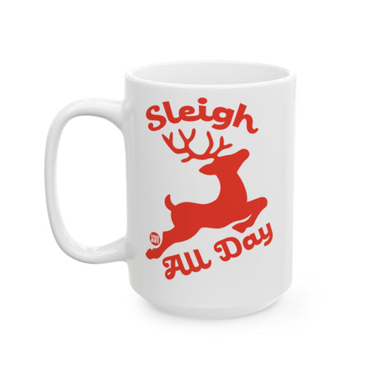 Sleigh All Day White Stylish Christmas Coffee Mug