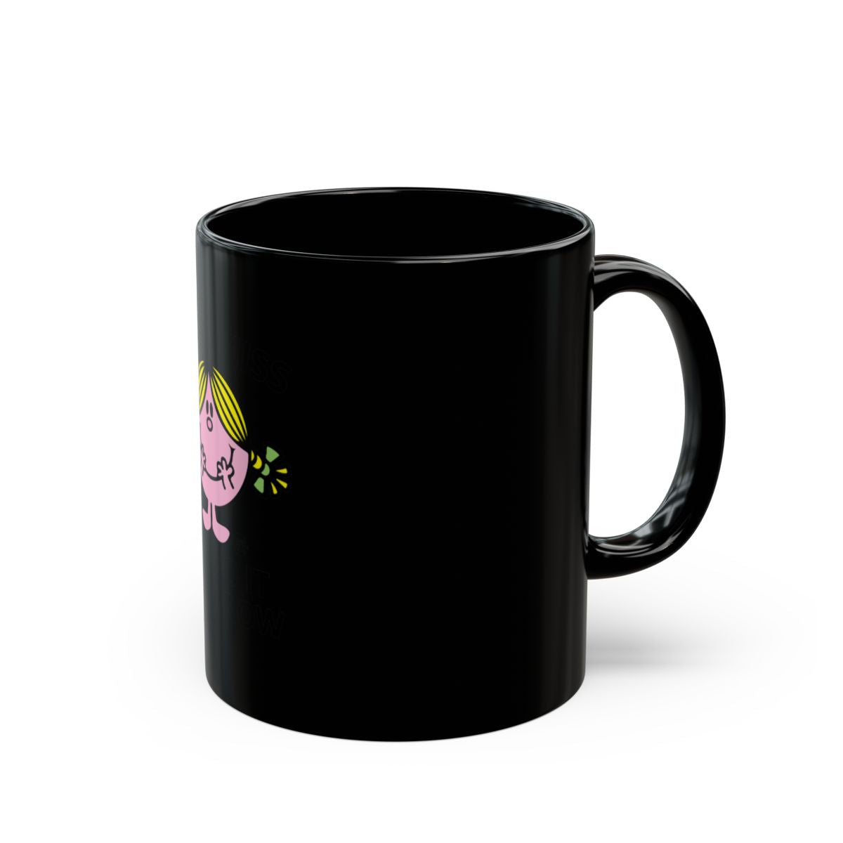 Cute Black Mug With Funny Cartoon Character Design