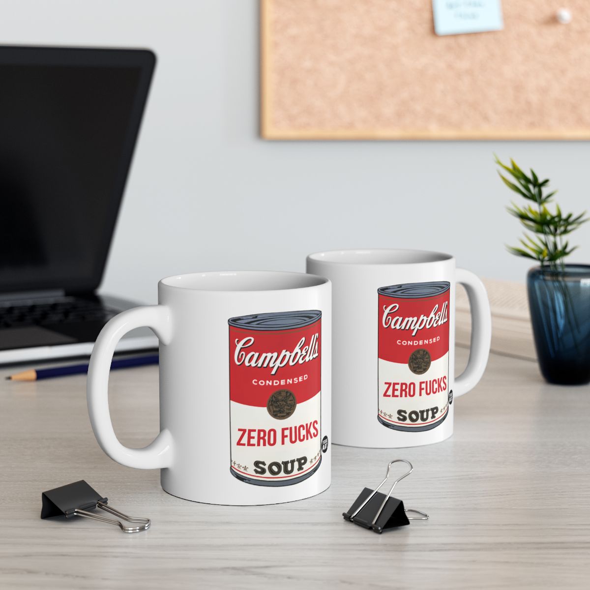 Zero Fucks Campbell's Soup Humor Mug for Office Desk