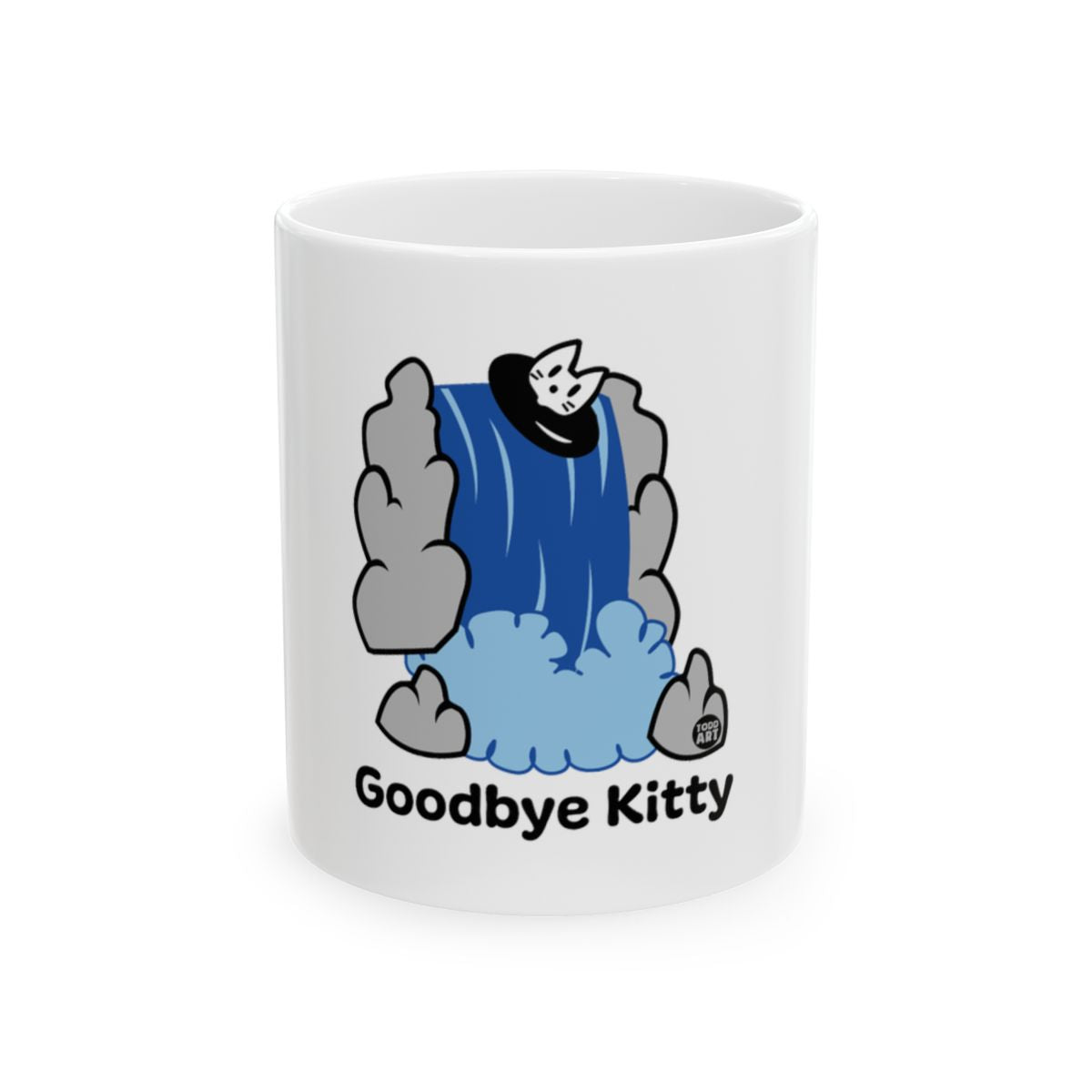 Goodbye Kitty Mug with Waterfall Illustration
