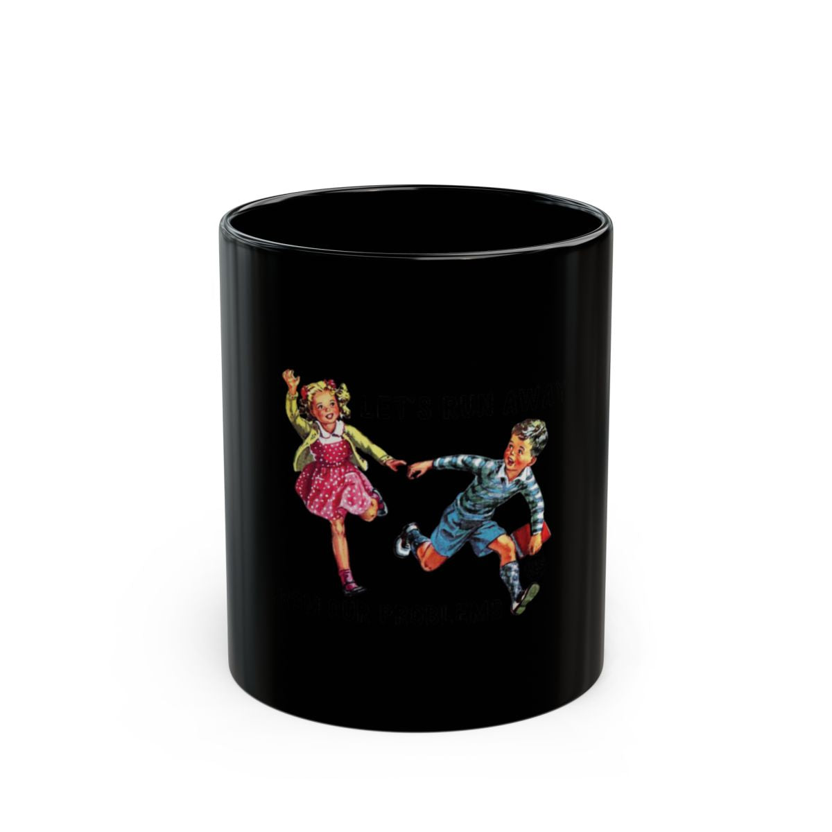 Vintage Children Artwork Black Mug 11oz