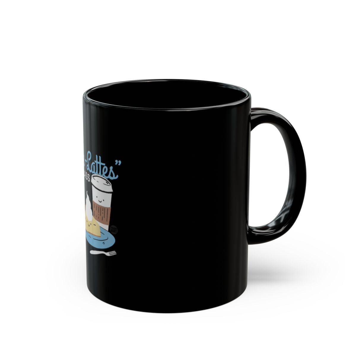 Cute Cat and Coffee Latte Graphic Black Coffee Mug