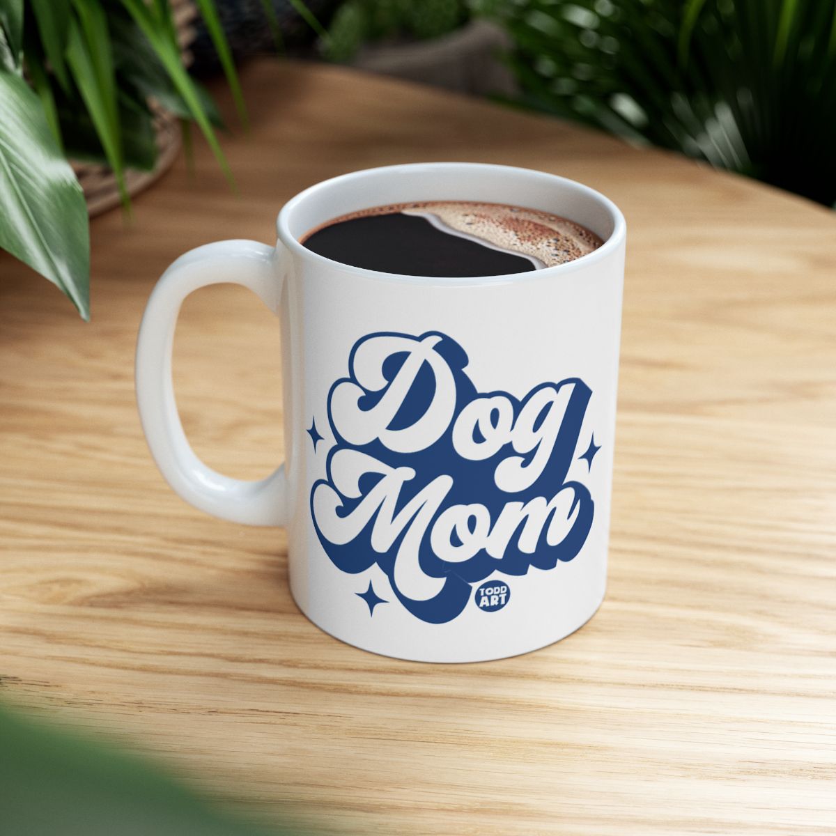 Dog Mom Mug with Cute Text Design and Stars Graphic