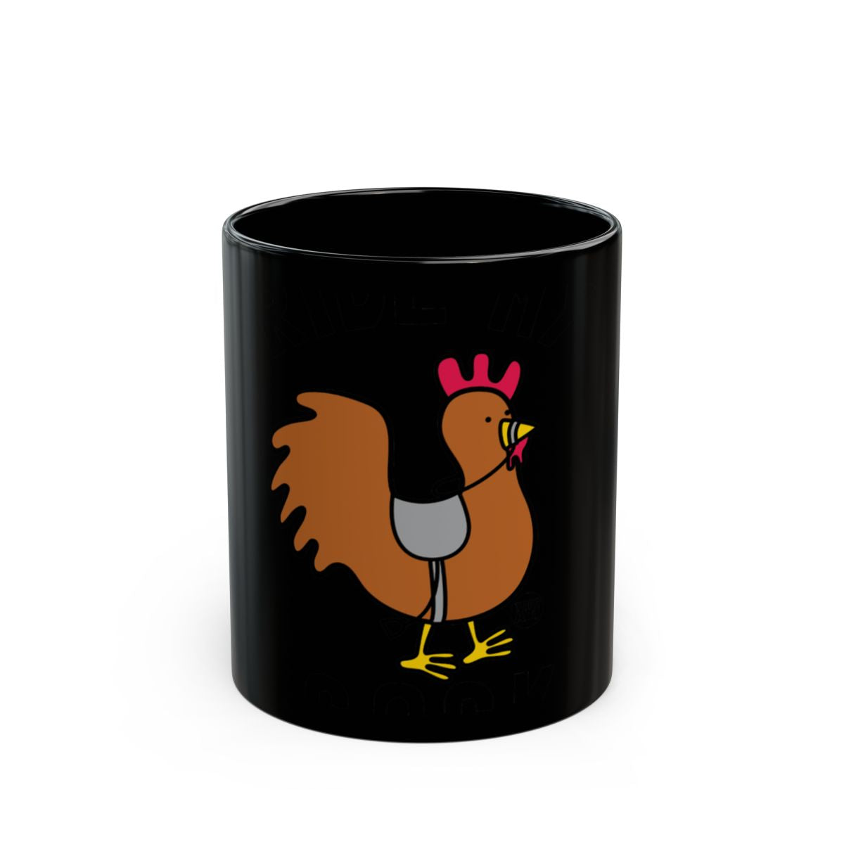 Funny Rooster Graphic on Black Mug for Coffee Lovers