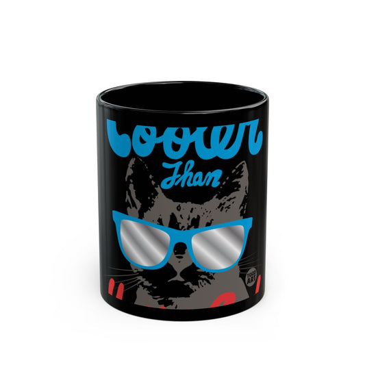 Cool Cat with Blue Sunglasses Black Glossy Mug