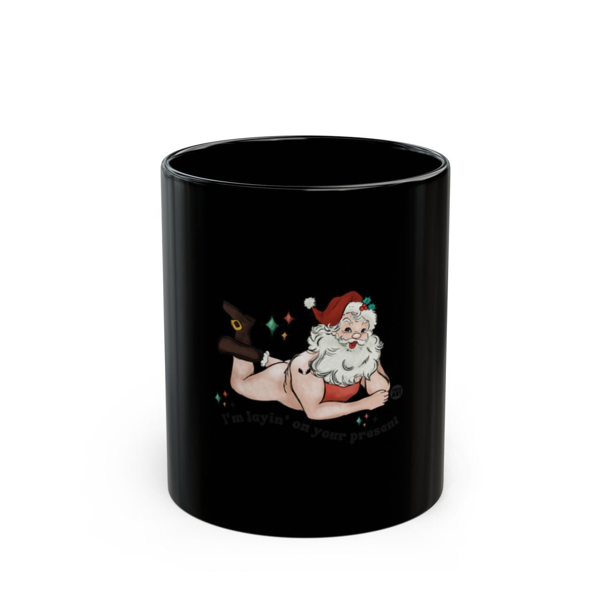 Santa Themed Novelty Black Coffee Mug