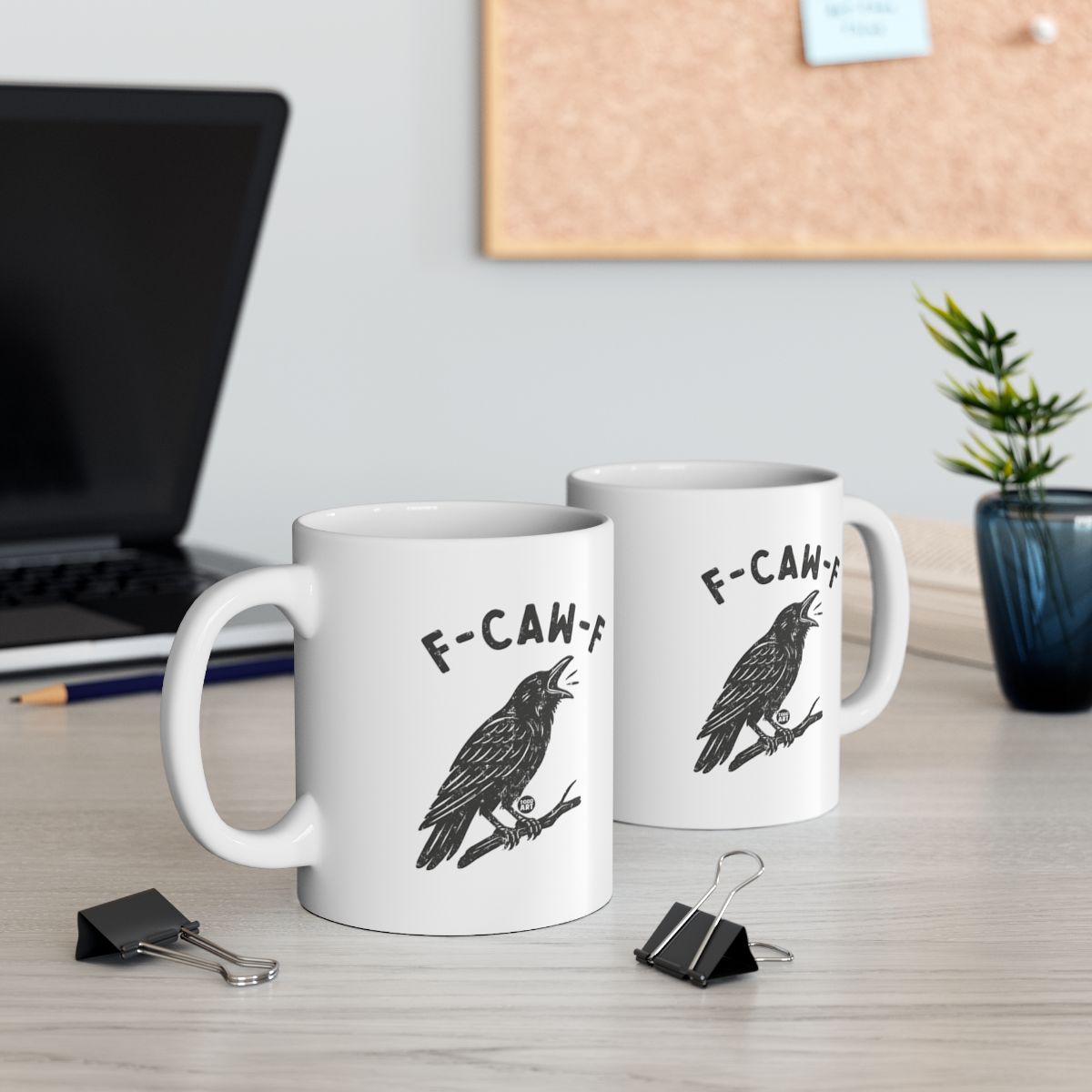 Funny F-CAW-F Crow Design Coffee Mug for Your Office