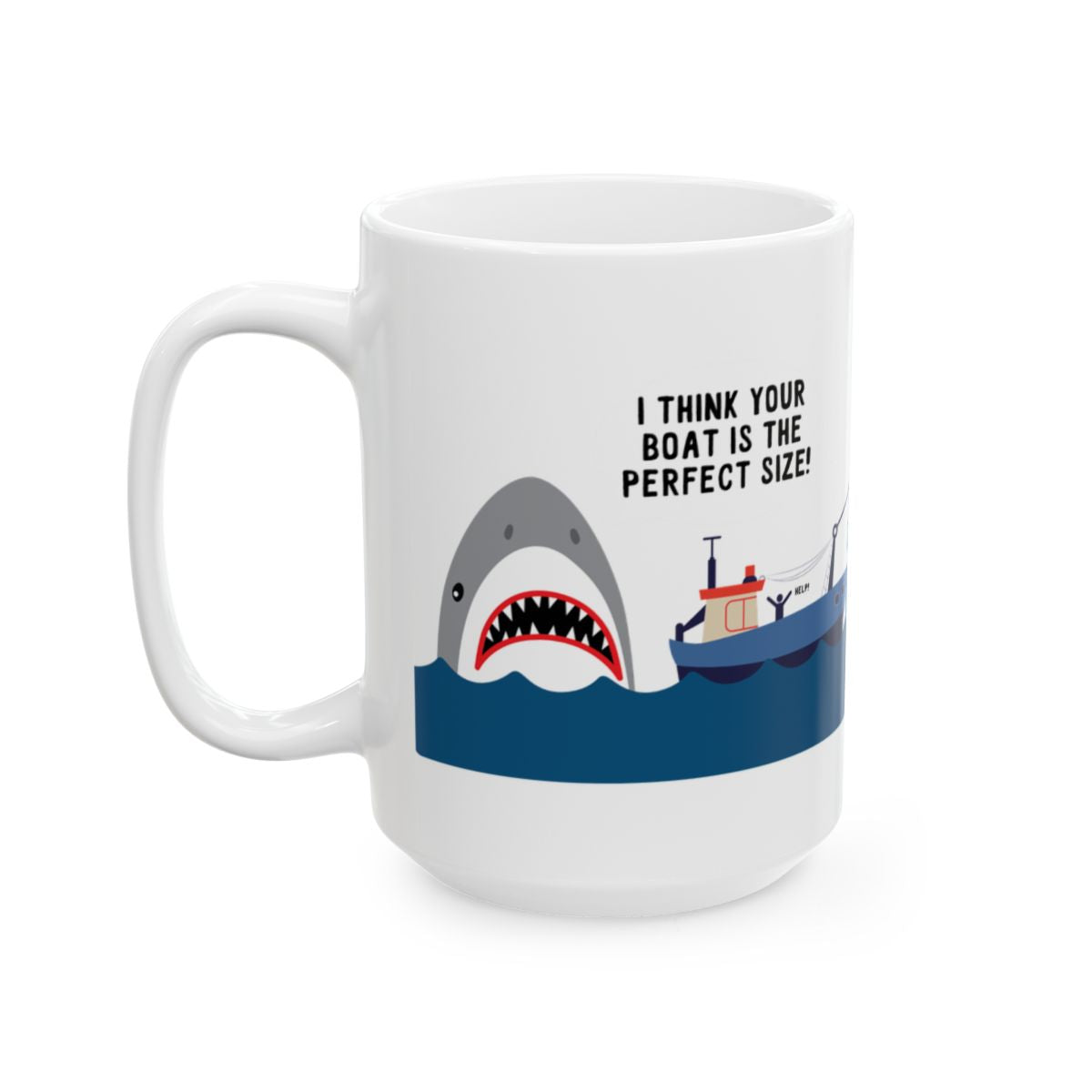 Shark and Boat Perfect Size Design Mug