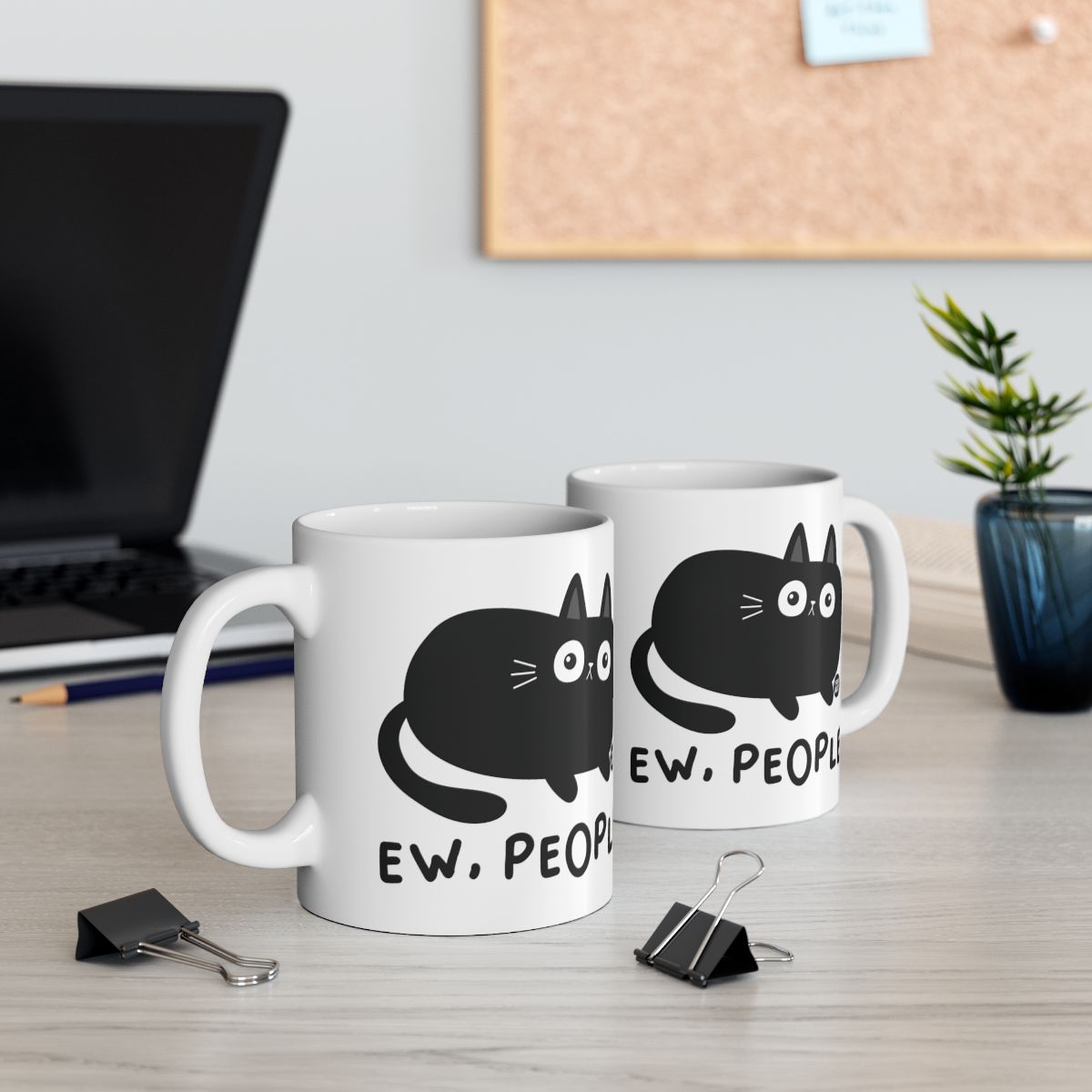 Funny Ew People Cat Graphic White Coffee Mug