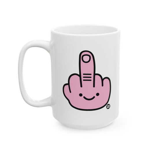 Whimsical Middle Finger Pink Smiley Face Coffee Mug