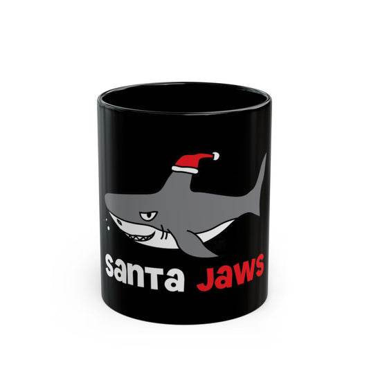 Santa Jaws Shark Wearing Santa Hat Design Mug