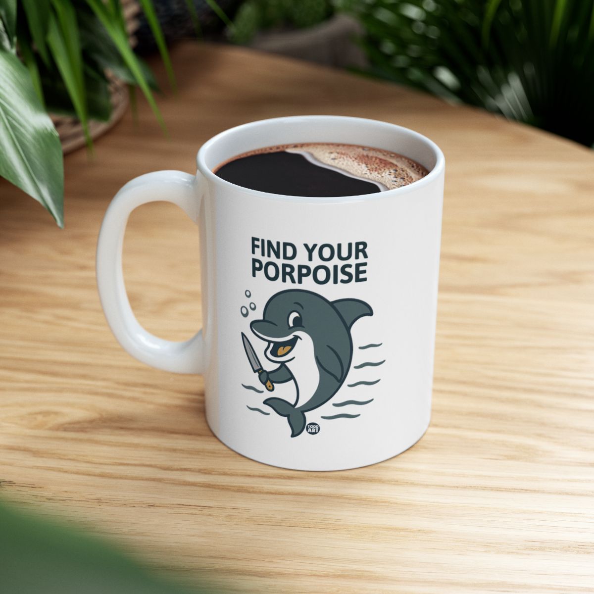 Find Your Porpoise Whale Mug with Dolphin Cartoon