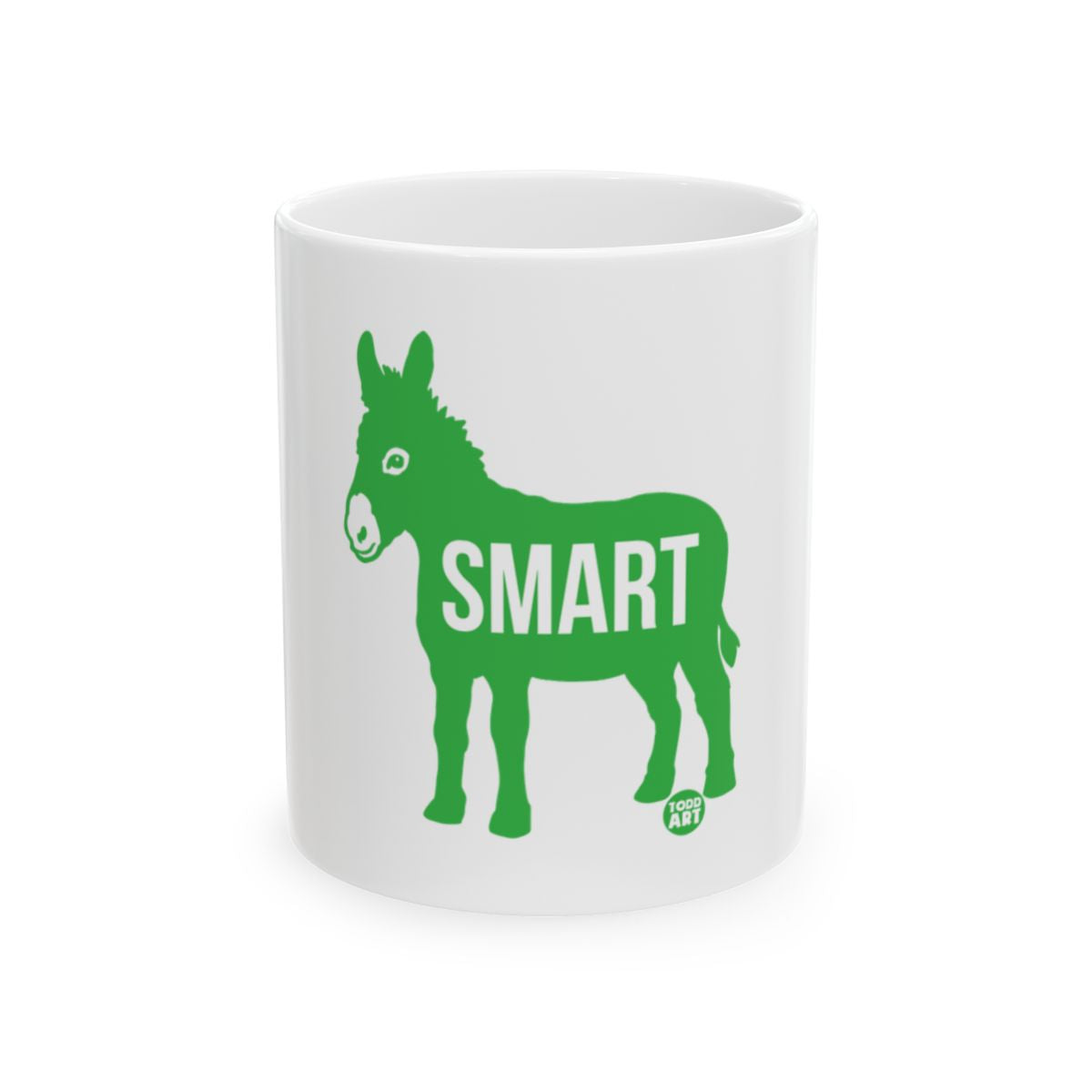 Green SMART Donkey Design White Mug Product