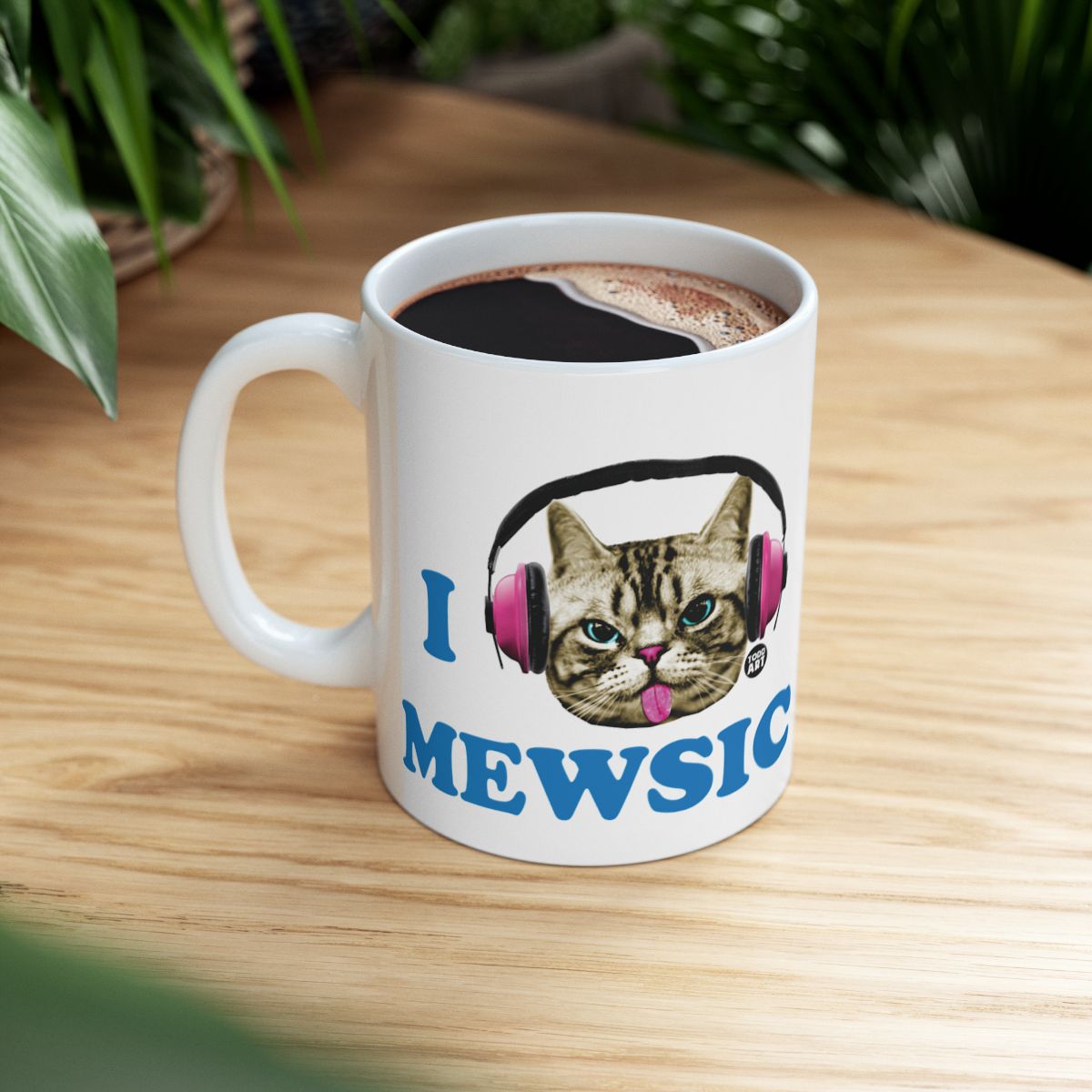I Mewsic Cat with Headphones Design Coffee Mug