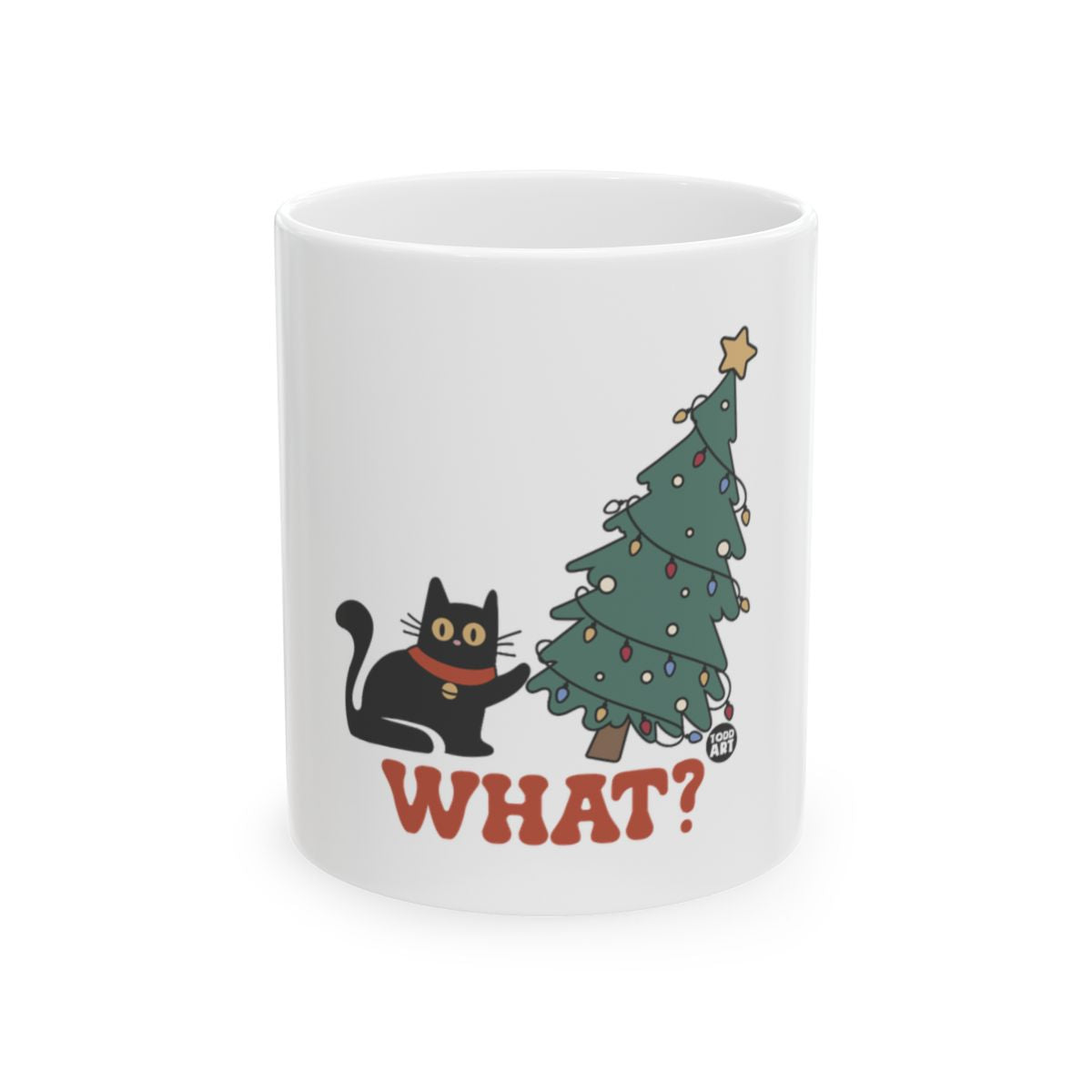 Black Cat Christmas Tree What Holiday Mug