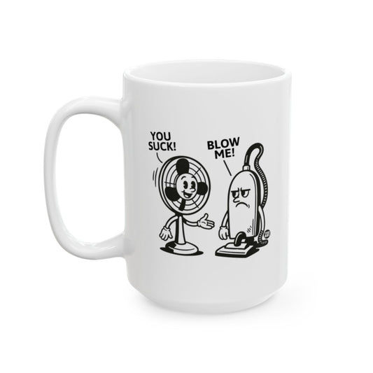 Hilarious Fan and Vacuum Cartoon Humor Mug Product