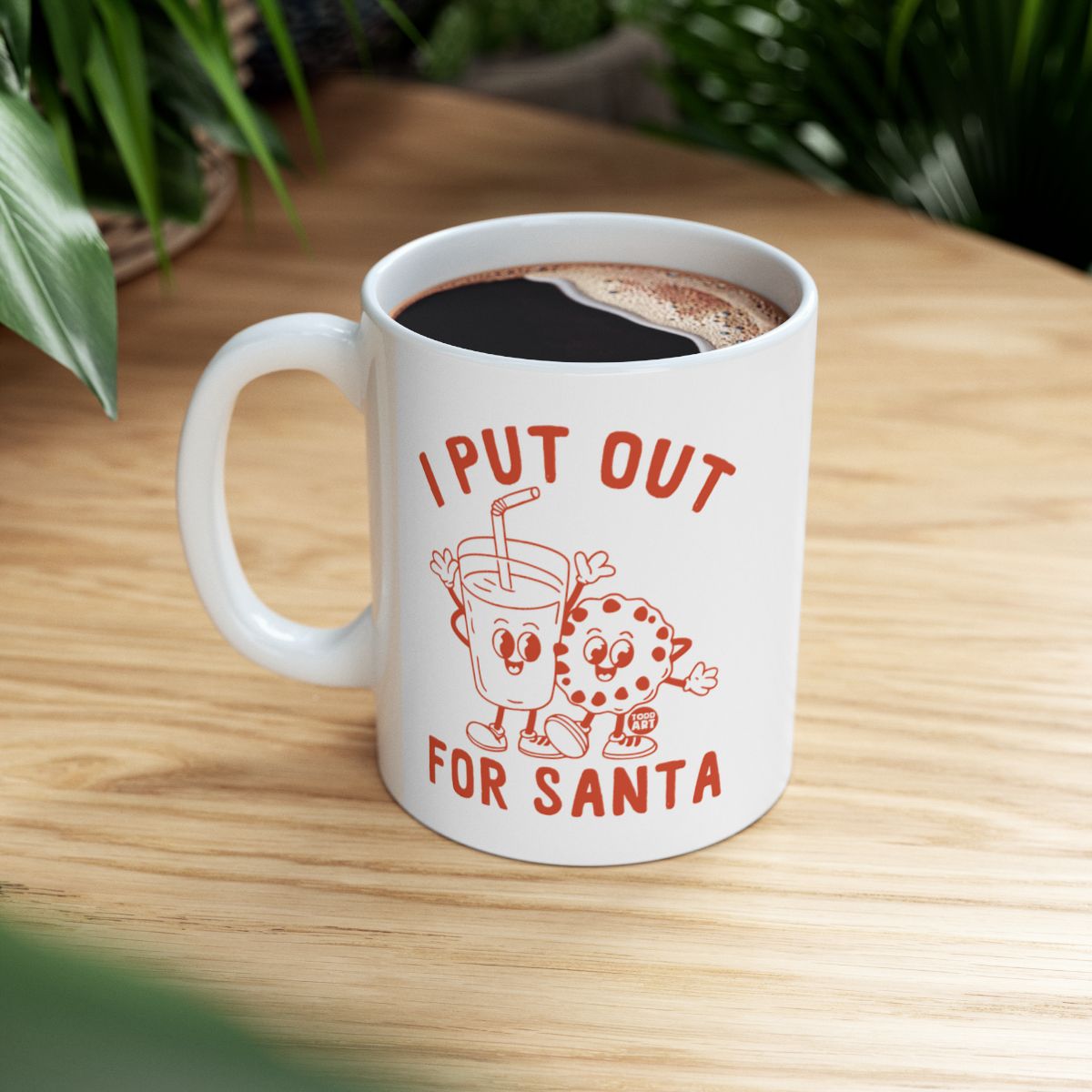 I Put Out For Santa Coffee Mug with Cute Cartoon Design