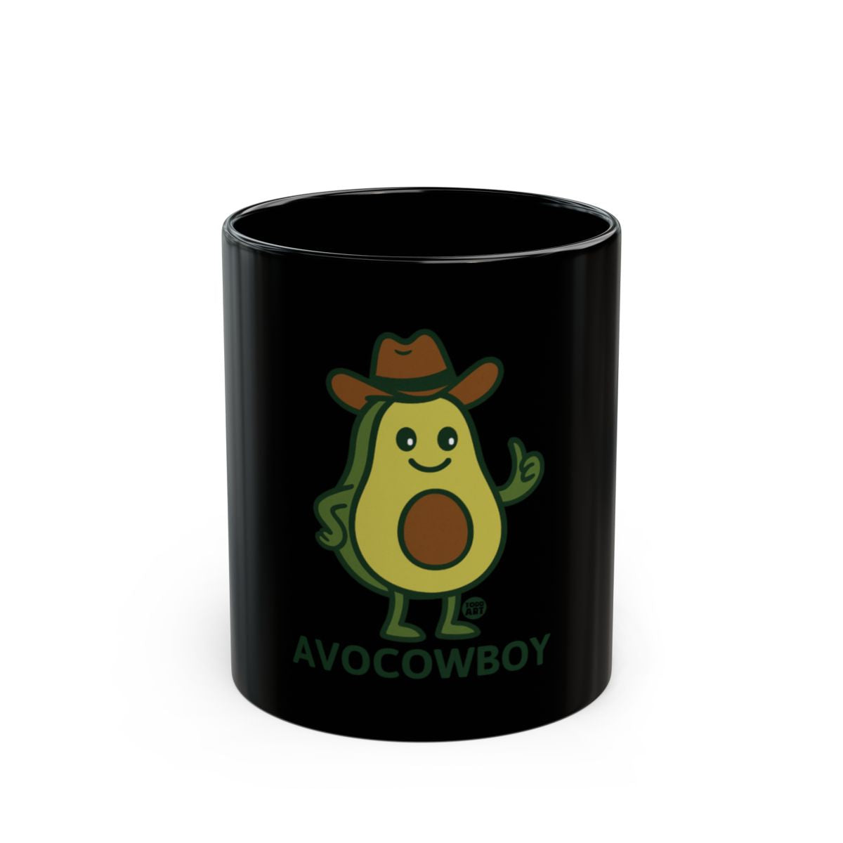 Cute Avocado Cowboy Character Black Mug Product