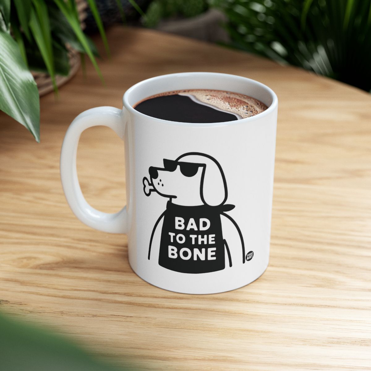 Bad to the Bone Dog Artwork Funny Coffee Mug for Dog Lovers