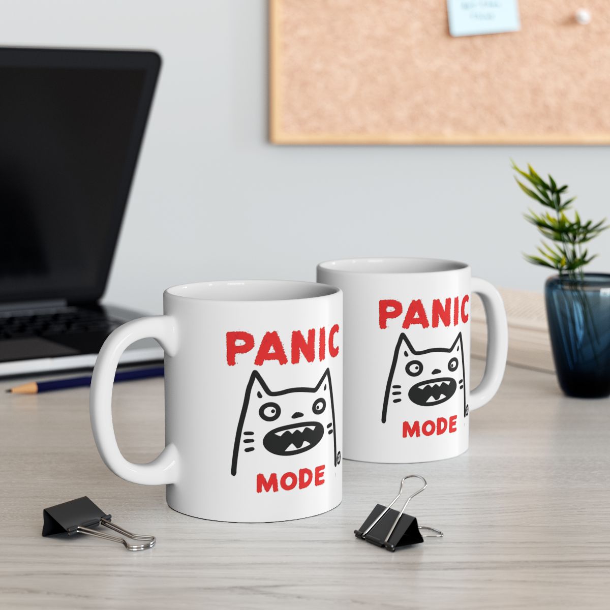 Funny Panic Mode Cat Design Coffee Mug Product