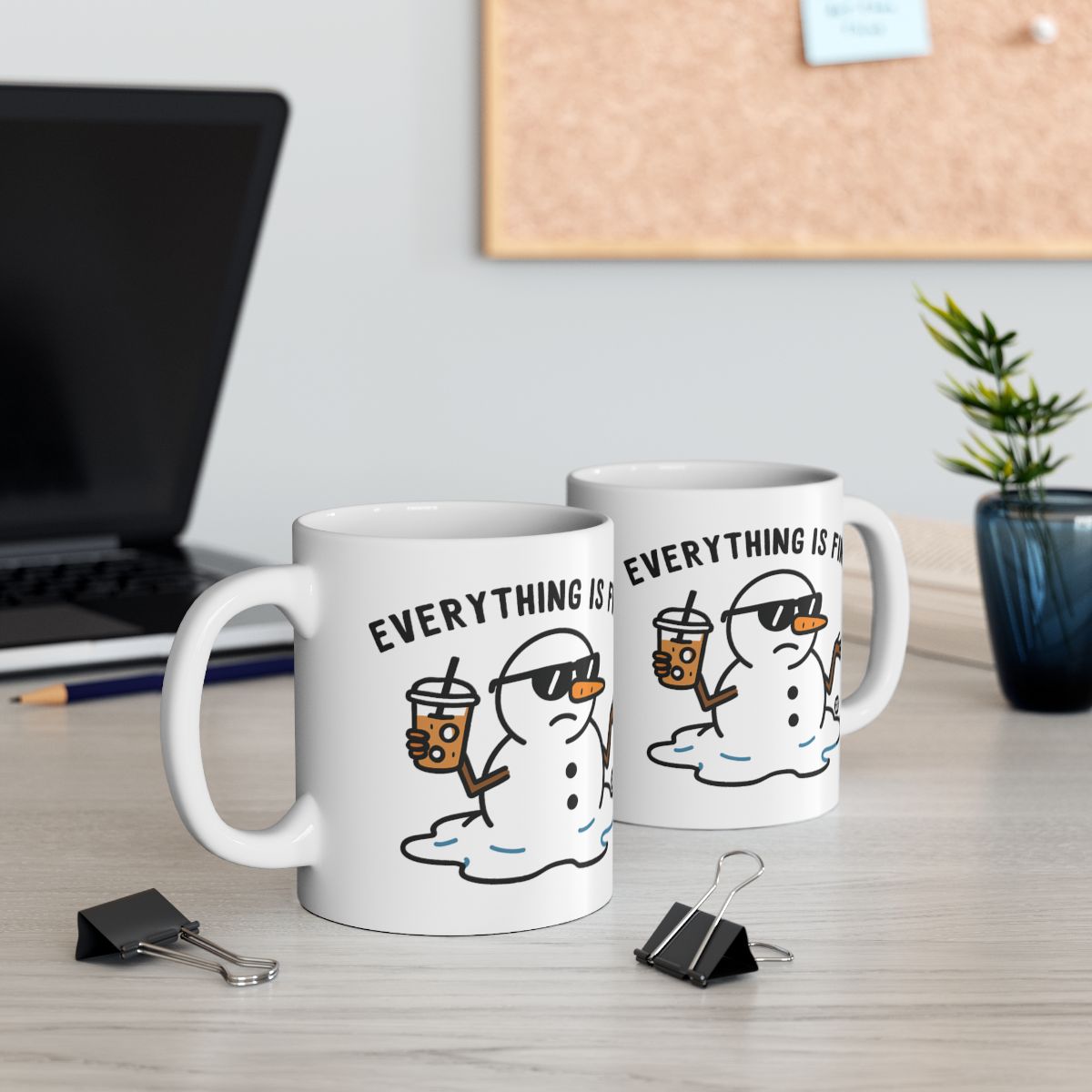 Everything is Fine Funny Snowman Coffee Mug